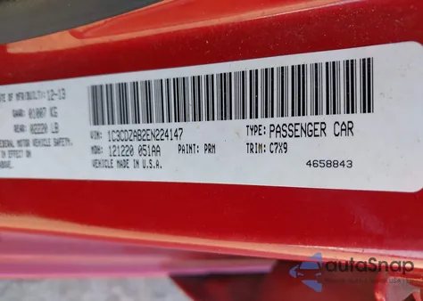 2014 Dodge Avenger Se from USA, damaged, VIN 1C3CDZAB2EN224147